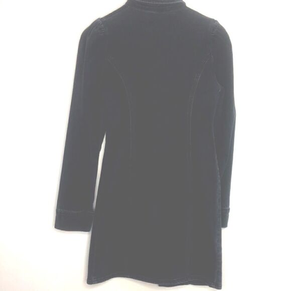 Urban Revivo Black Denim Long Jacket Button Front Corset Style Size M (US 8) - Picture 14 of 15